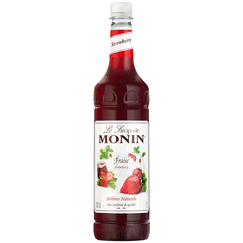 1 litre plastic bottle of MONIN Strawberry (Fraise) Syrup