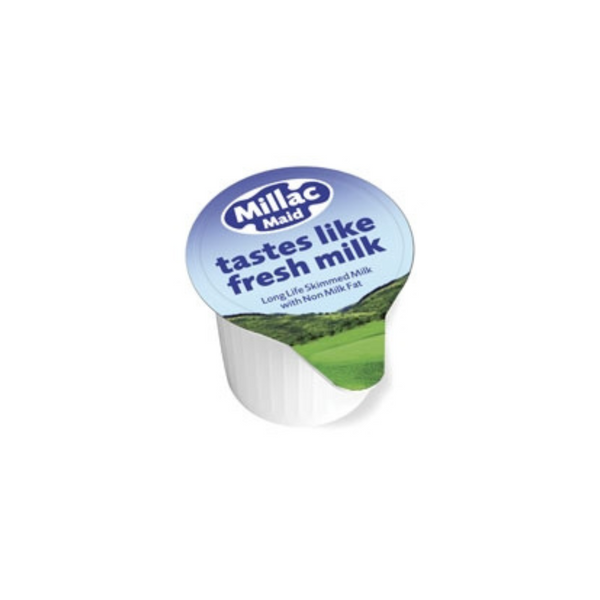 An individual portion of Lakeland Diaries Millac Maid. Tastes like fresh milk. Long life skimmed milk with non milk fat