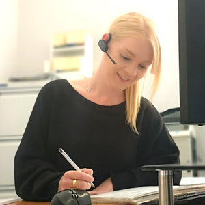 faye working in the office