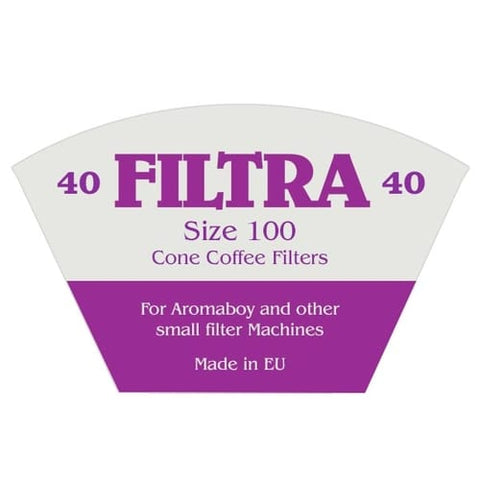 These size 100 high quality biodegradable Filtra cone filter papers are compatible with all small domestic filter machines. 