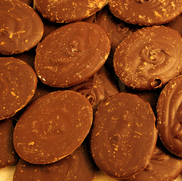 A pile of Equador kokoa collection chocolate pebbles. Speciality Hot Chocolate