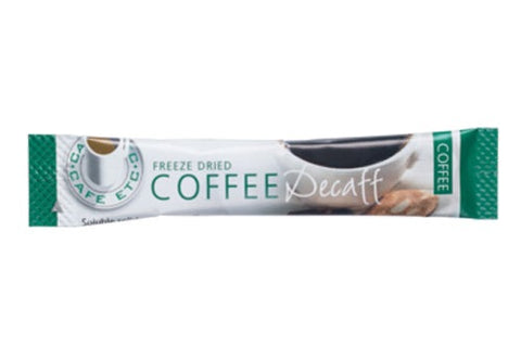 Single stick of Cafe Etc Freeze Dried Decaffeinated Instant Coffee Sachet
