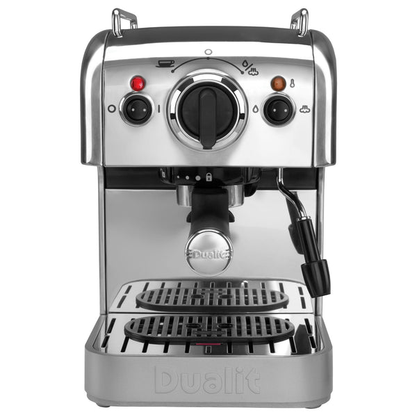 Dualit 3 in 1 Polished Multi Brew Coffee Machine Front View. 