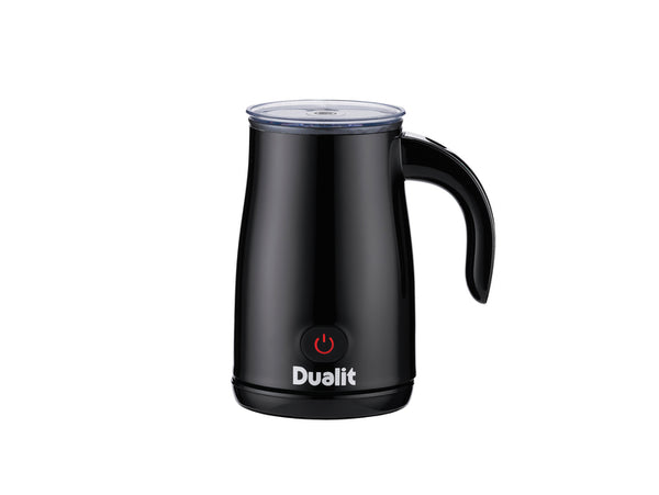 Front view of a black Dualit Milk Frother 