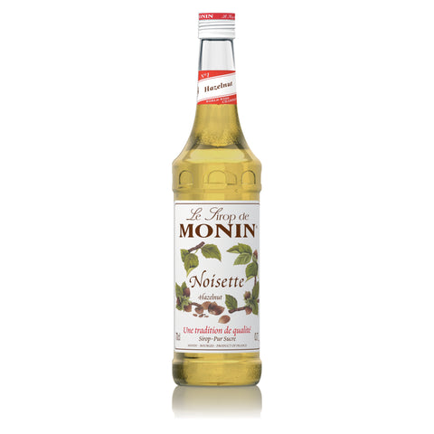 A 70cl glass bottle of MONIN Hazelnut (Noisette) Syrup. 