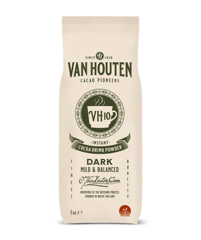 A 1 kilo cream bag of Van Houten Instant Cocoa Drink Powder Dark, Mild, Balanced - Choco Drink VH10. Cacao Pioneers
