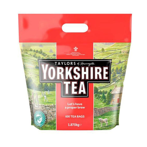 Yorkshire landscape large poly bag of 600 Yorkshire Tea Bags, Taylors of Harrogate, Rainforest Certified - Let’s have a proper brew